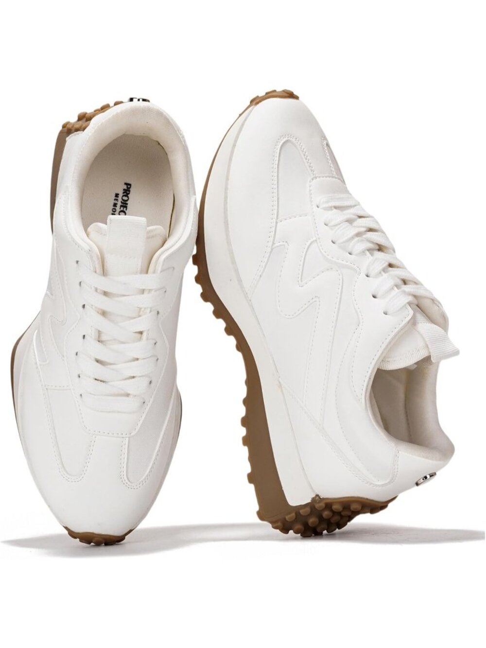 Women's White Lightweight Comfortable Trendy Lace Up Fashion Sneakers Casual